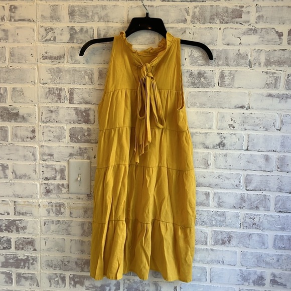 Bundle of 2 Women’s High Neck Mini Tiered Spring Dresses Green Yellow Size Small - Picture 8 of 10